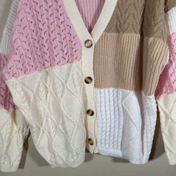 Andree by Unit Color-block Chunky Knit Cardigan size 1X - Picture 3 of 6